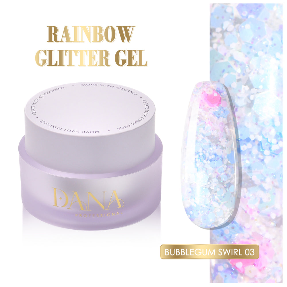 Rainbow Glitter Gel - Bubblegum Swirl 03 (30ml)