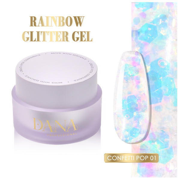Rainbow Glitter Gel - Confetti Pop 01 (30ml)